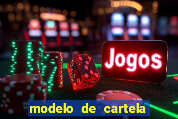 modelo de cartela de bingo em branco